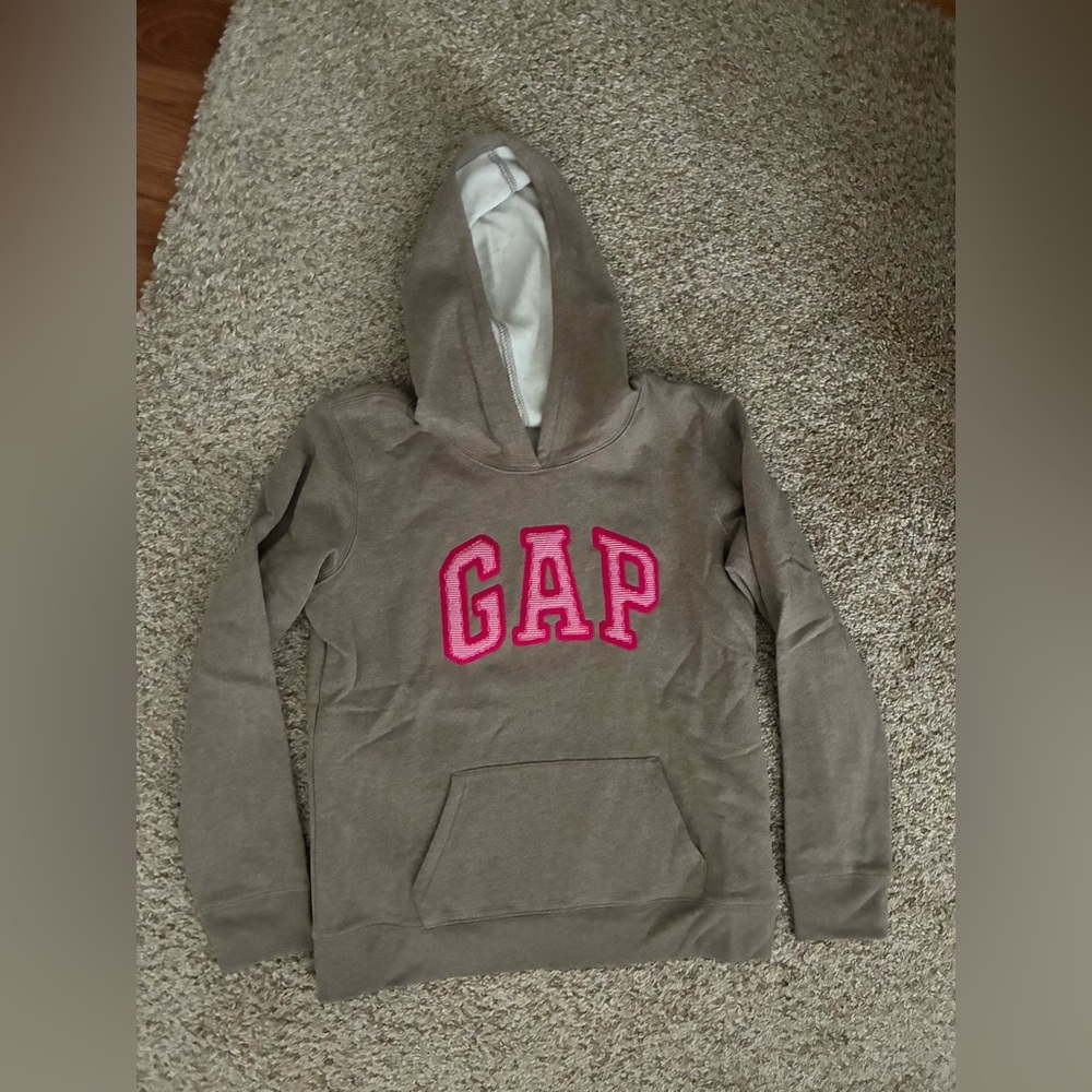 New - GAP Brown Hoodie with Pink Logo